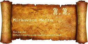 Mirkovics Metta névjegykártya